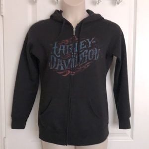 Women’s Black Maverick Harley Davidson black zip up M hoodie Dallas, Texas